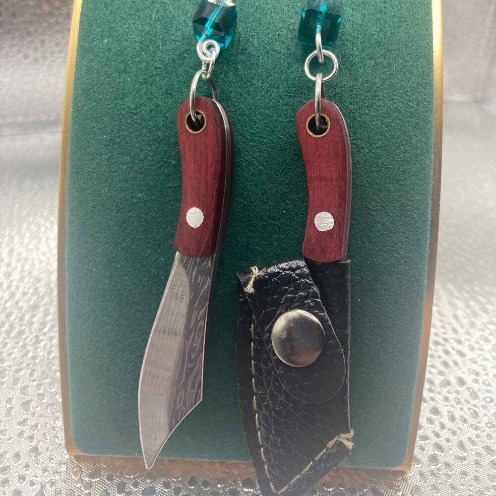 Handmade Witch B*tch Real Knife and Blue/Green Glass Bead